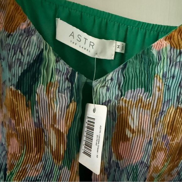 ASTR Loralee Pleated Floral Maxi Dress Green Blue Gold - Picture 5 of 7